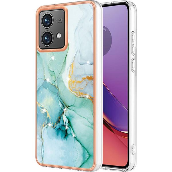 Custodia Per Motorola Moto G84, Sottile Marmo Antiurto Morbido Tpu Paraurti Verde-image