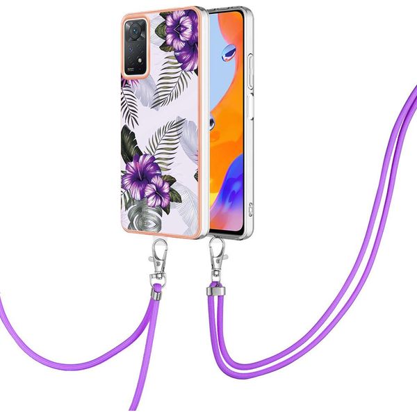 Custodia Con Cinturino Per Xiaomi Redmi Note 11 Pro 5G/4G, Custodia In Tpu A Fantasia Con Cinturino Regolabile Viola-image