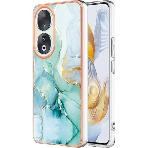 Custodia Per Honor 90 5G, Sottile Marmo Antiurto Morbido Tpu Paraurti Verde-image