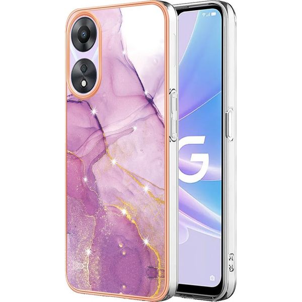 Custodia Per Oppo A78 5G, Sottile Marmo Antiurto Morbido Tpu Paraurti Rosa-image