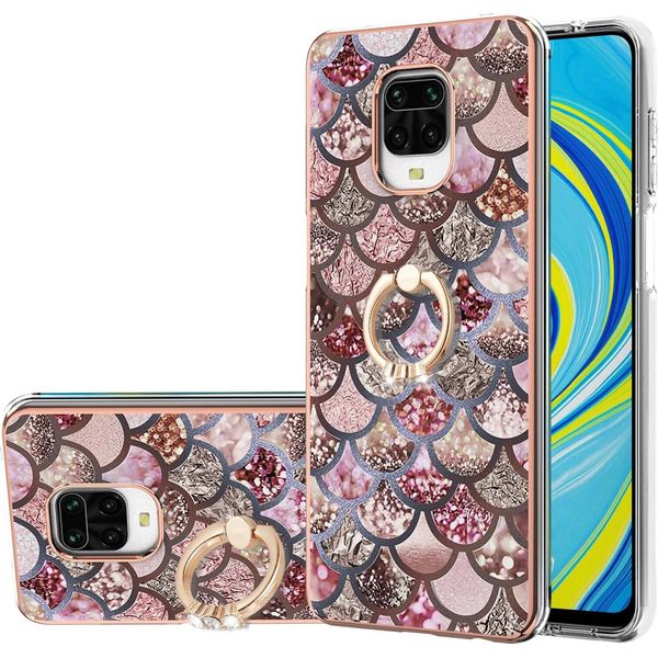 Custodia Per Xiaomi Redmi Note 9S/9 Pro/9 Pro Max, Custodia Protettiva In Silicone Tpu A Fantasia Con Supporto Ad Anello Caffè-image