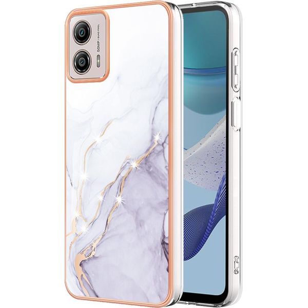 Custodia Per Motorola Moto G53, Sottile Marmo Antiurto Custodia Morbida Tpu Paraurti Bianco-image