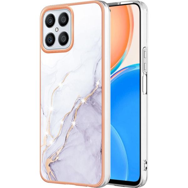 Custodia Per Honor X8 4G, Sottile Marmo Antiurto Morbido Tpu Paraurti Bianco-image