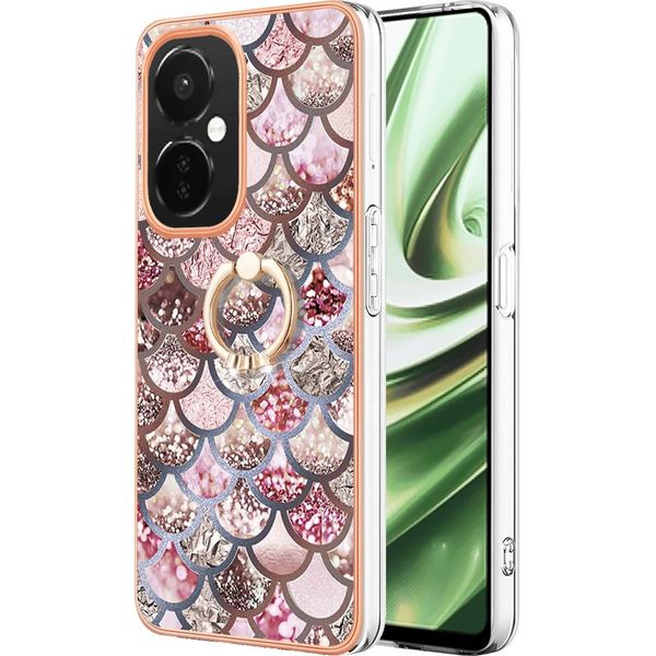 Custodia Per Oneplus Nord Ce 3 Lite / Nord N30, Custodia Protettiva In Silicone Tpu A Fantasia Con Supporto Ad Anello Caffè-image
