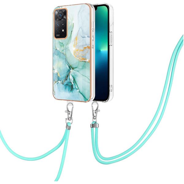 Custodia Con Cinturino Per Xiaomi Redmi Note 11 4G/Note 11S, Paraurti In Tpu Morbido, Custodia Protettiva, Con Cinturino Regolabile Verde-image