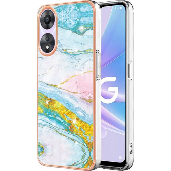 Custodia Per Oppo A78 5G, Sottile Marmo Antiurto Morbido Tpu Custodia Paraurti Turchese-image