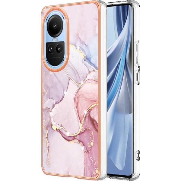Custodia Per Oppo Reno10 5G, Sottile Marmo Antiurto Custodia Morbida Tpu Paraurti Oro Rosa-image