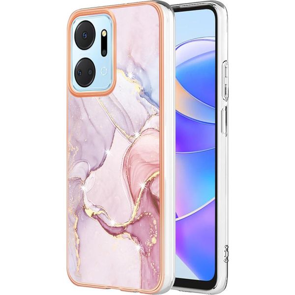 Custodia Per Honor X7A, Sottile Marmo Antiurto Morbido Tpu Custodia Paraurti Oro Rosa-image