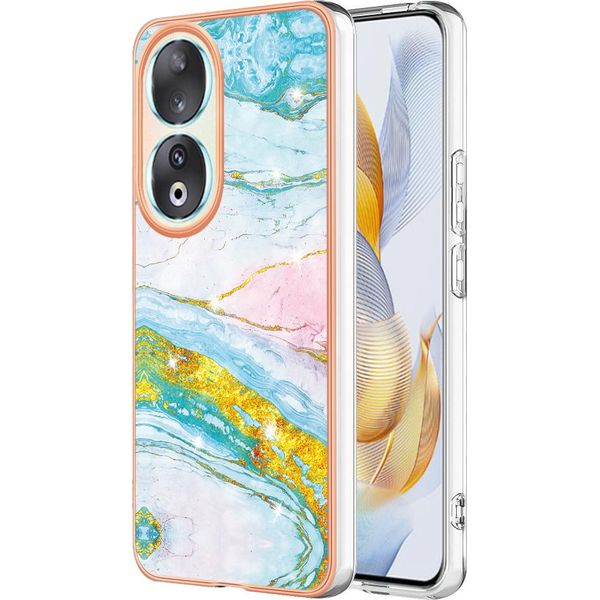Custodia Per Honor 90 5G, Sottile Marmo Antiurto Morbido Tpu Paraurti Turchese-image
