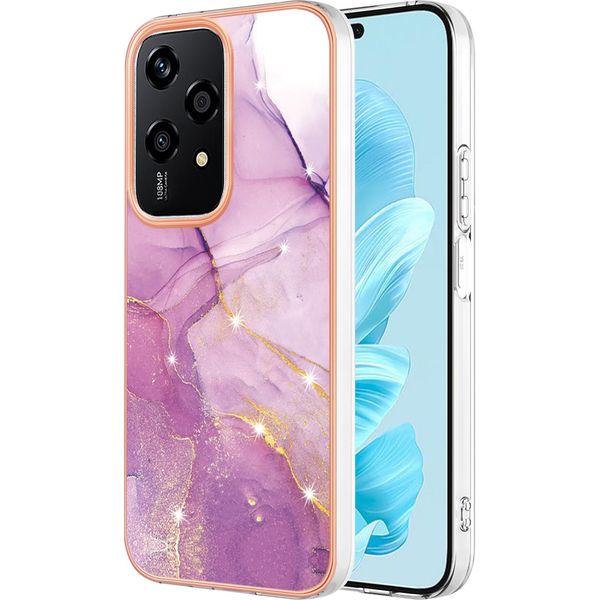 Custodia Per Honor 200 Lite, Sottile Marmo Antiurto Morbido Tpu Paraurti Rosa-image