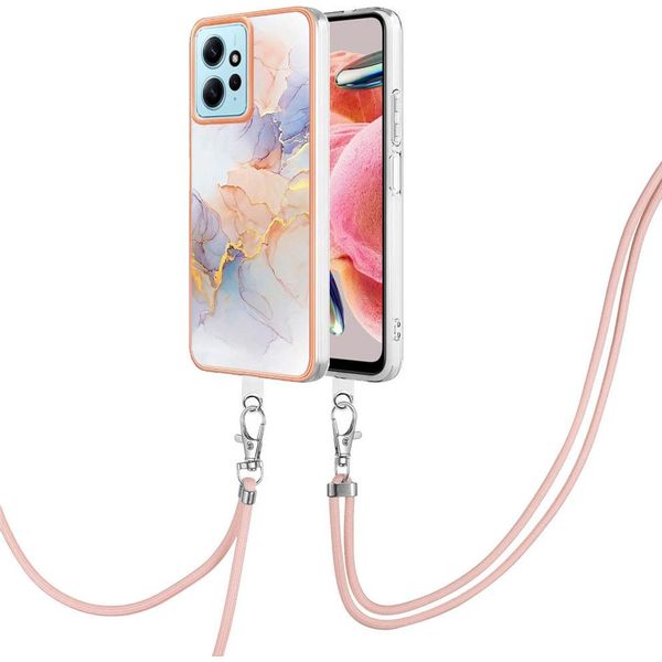 Custodia Con Cinturino Per Xiaomi Redmi Note 12 4G, Custodia In Tpu A Fantasia Con Cinturino Regolabile Grigio-image
