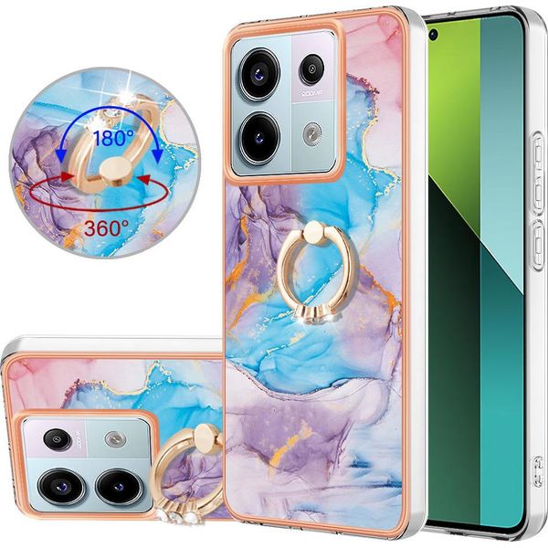 Custodia Per Xiaomi Redmi Note 13 Pro 5G, Custodia Protettiva In Silicone Tpu A Fantasia Con Supporto Ad Anello, Blu-image