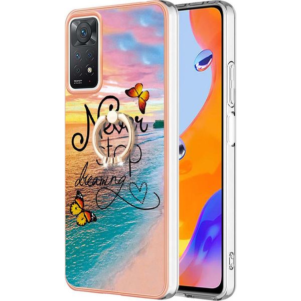 Custodia Per Xiaomi Redmi Note 11 Pro 5G/4G, Custodia Protettiva In Silicone Tpu A Fantasia Con Supporto Ad Anello Oro-image