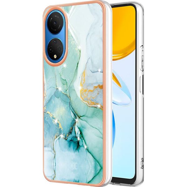 Custodia Per Honor X7, Sottile Marmo Antiurto Morbido Tpu Paraurti Verde-image