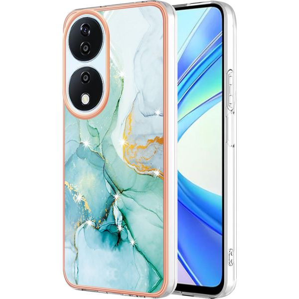 Custodia Per Honor X7B, Sottile Marmo Antiurto Morbido Tpu Paraurti Verde-image