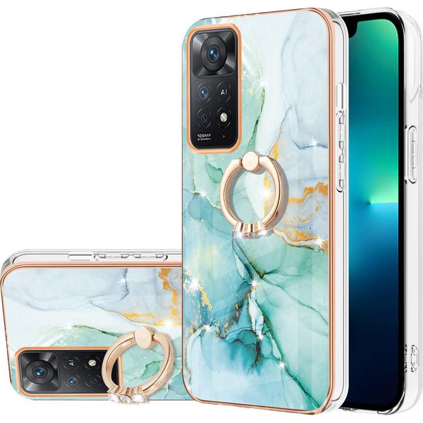 Custodia In Marmo Per Xiaomi Redmi Note 11 Pro 5G/4G, Custodia Protettiva In Silicone Tpu Con Supporto Ad Anello Caffè-image