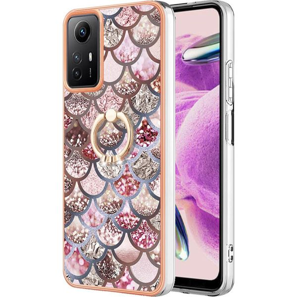 Custodia Per Xiaomi Redmi Note 12S, Custodia Protettiva In Silicone Tpu A Fantasia Con Supporto Ad Anello Caffè-image