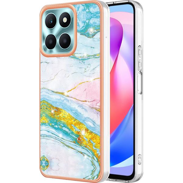 Custodia Per Honor X6A, Sottile Marmo Antiurto Morbido Tpu Paraurti Turchese-image