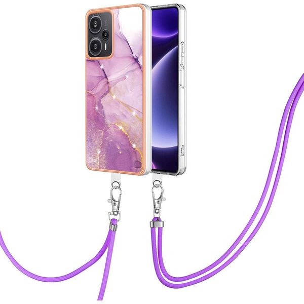 Custodia Con Cinturino Per Xiaomi Poco F5 /Redmi Note 12 Turbo, Paraurti In Tpu Morbido, Custodia Protettiva, Con Cinturino Regolabile Rosa-image
