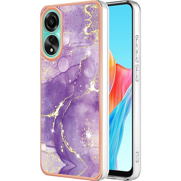 Custodia Per Oppo A78 4G, Sottile Marmo Antiurto Morbido Tpu Paraurti Viola-image