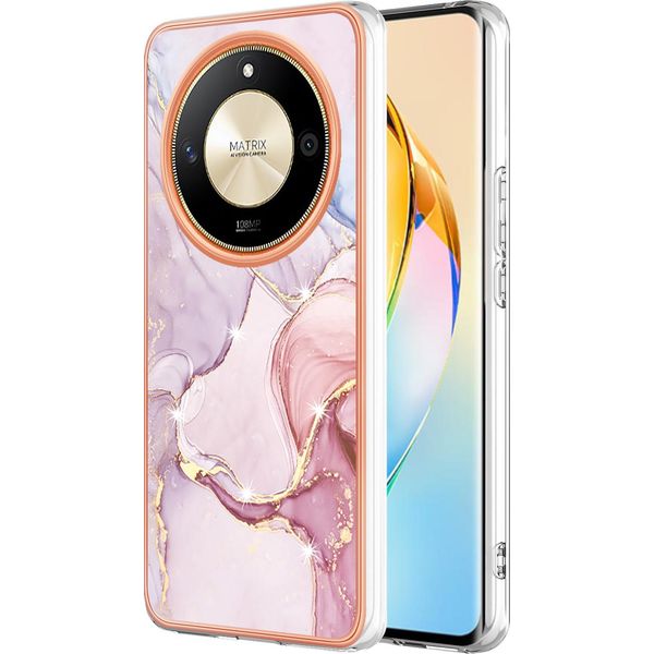 Custodia Per Honor X9B, Sottile Marmo Antiurto Morbido Tpu Custodia Paraurti Oro Rosa-image