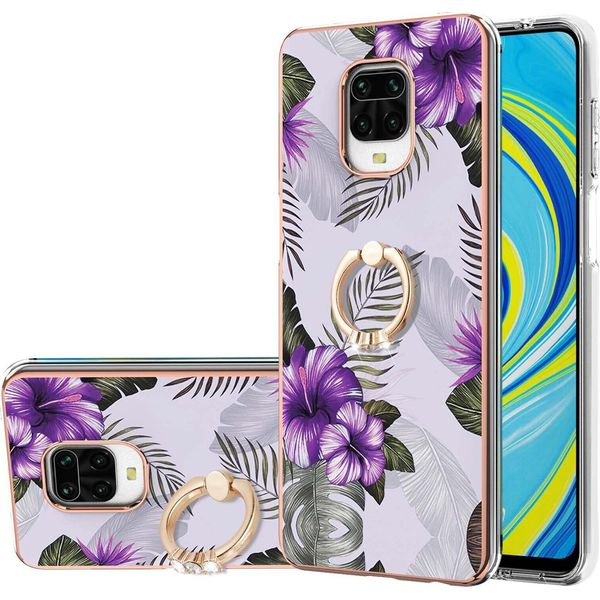 Custodia Per Xiaomi Redmi Note 9S/9 Pro/9 Pro Max, Custodia Protettiva In Silicone Tpu A Fantasia Con Supporto Ad Anello Viola-image