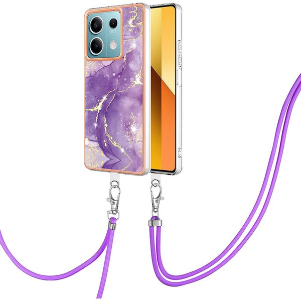 Custodia Con Cinturino Per Xiaomi Redmi Note 13 5G, Paraurti In Tpu Morbido, Custodia Protettiva, Con Cinturino Regolabile Viola-image