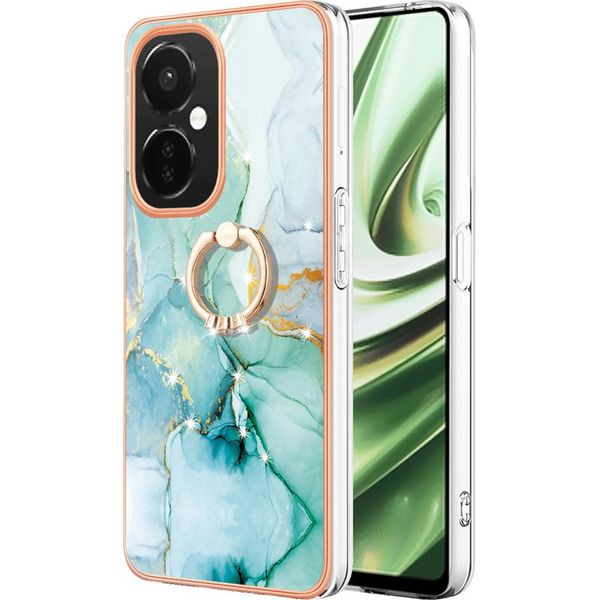 Custodia In Marmo Per Oneplus Nord Ce 3 Lite /Nord N30, Custodia Protettiva In Silicone Tpu Con Supporto Ad Anello Caffè-image