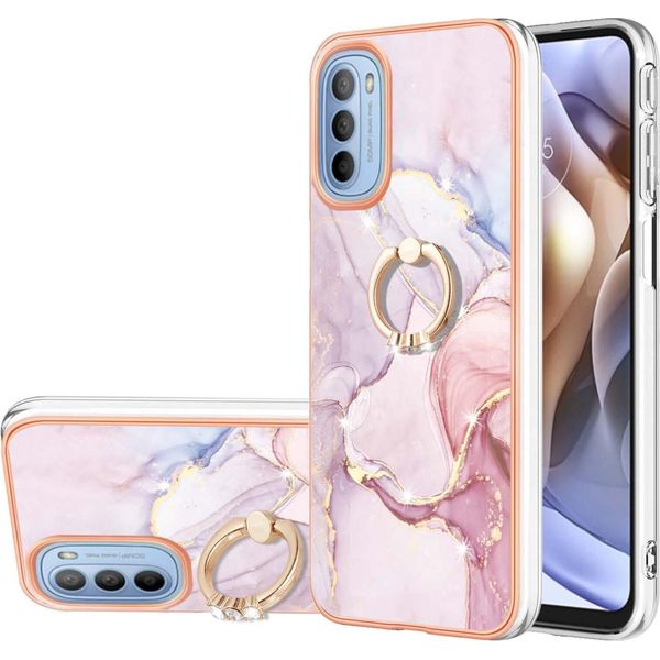 Custodia Marble Per Motorola Moto G31 / G41, Custodia Protettiva In Silicone Tpu Con Supporto Ad Anello Grigio-image