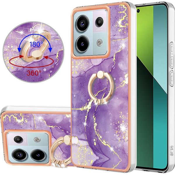 Custodia In Marmo Per Xiaomi Redmi Note 13 Pro 5G, Custodia Protettiva In Silicone Tpu Con Supporto Ad Anello Colorato-image