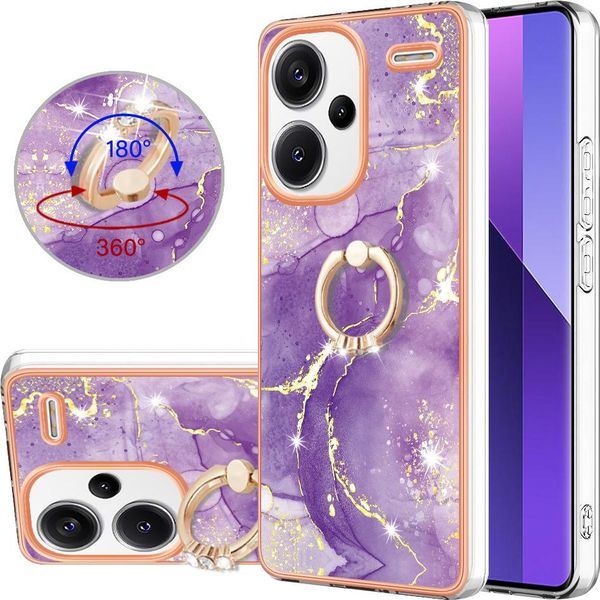 Custodia In Marmo Per Xiaomi Redmi Note 13 Pro+ 5G, Custodia Protettiva In Silicone Tpu Con Supporto Ad Anello Colorato-image