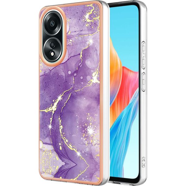Custodia Per Oppo A58 4G, Sottile Marmo Antiurto Custodia Morbida Tpu Paraurti Viola-image
