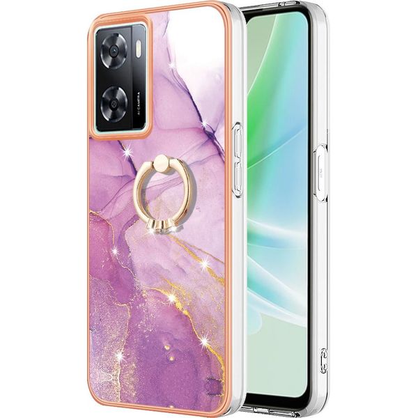Custodia Marble Per Oneplus Nord N300, Custodia Protettiva In Silicone Tpu Con Supporto Ad Anello Viola-image