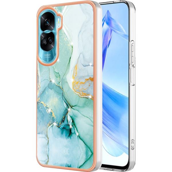 Custodia Per Honor 90 Lite 5G, Sottile Marmo Antiurto Morbido Tpu Paraurti Verde-image