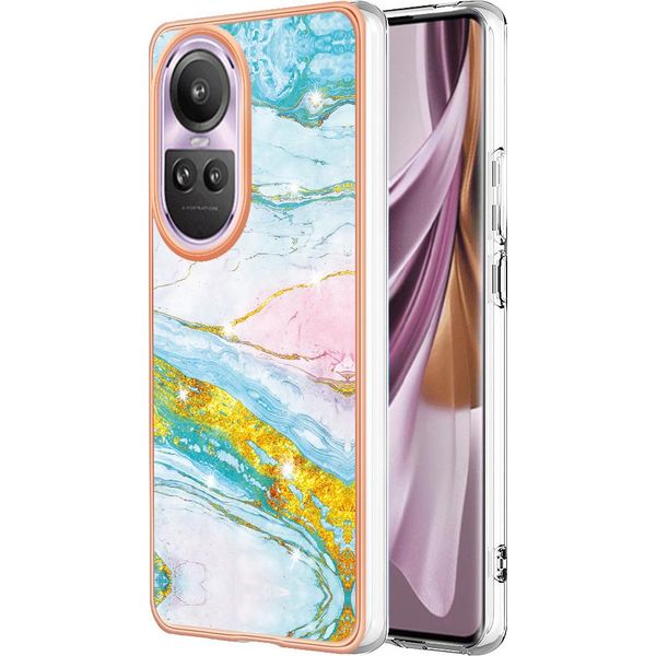 Custodia Per Oppo Reno10 Pro 5G, Sottile Marmo Antiurto Morbido Tpu Custodia Paraurti Turchese-image
