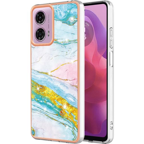 Custodia Per Motorola Moto G04 /Moto G24, Sottile Marmo Antiurto Morbido Tpu Caso Paraurti Turchese-image