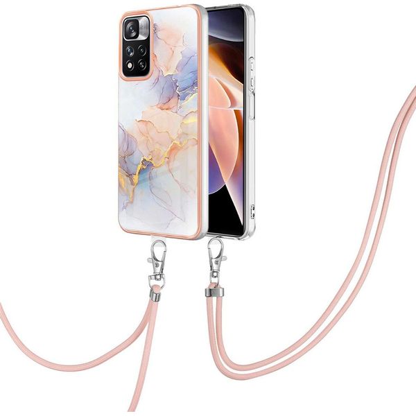 Custodia Con Cinturino Per Xiaomi Redmi Note 11 5G, Custodia In Tpu A Fantasia Con Cinturino Regolabile Grigio-image