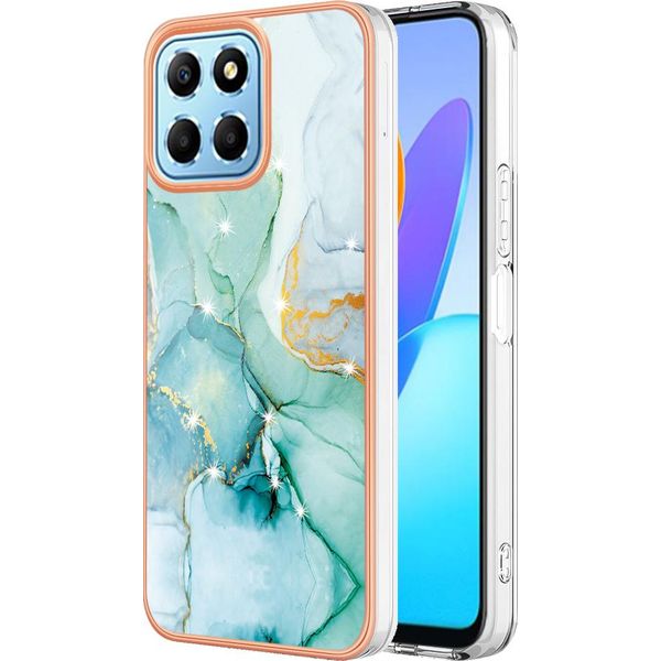 Custodia Per Honor X8 5G, Sottile Marmo Antiurto Morbido Tpu Paraurti Verde-image