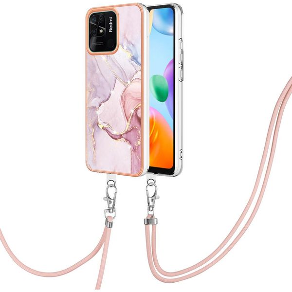 Custodia Con Cinturino Per Xiaomi Redmi 10C, Paraurti In Tpu Morbido, Custodia Protettiva, Con Cinturino Regolabile Oro Rosa-image
