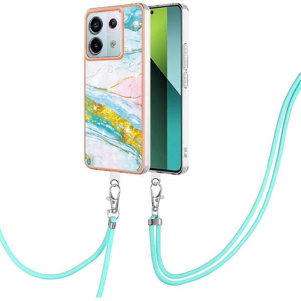 Custodia Con Cinturino Per Xiaomi Redmi Note 13 Pro 5G, Paraurti In Tpu Morbido, Custodia Protettiva, Con Cinturino Regolabile Turchese-image