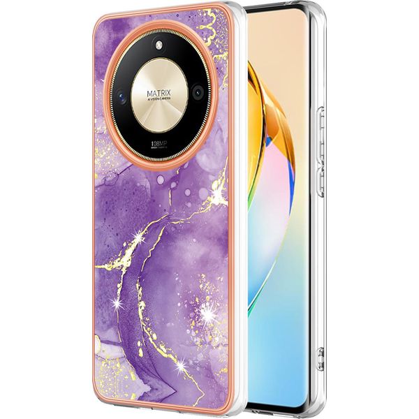 Custodia Per Honor X9B, Sottile Marmo Antiurto Custodia Morbida Tpu Paraurti Viola-image