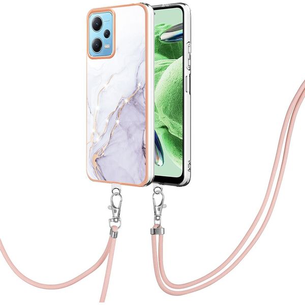Custodia Con Cinturino Per Xiaomi Poco X5 /Redmi Note 12 5G, Paraurti In Tpu Morbido, Custodia Protettiva, Con Cinturino Regolabile Bianco-image