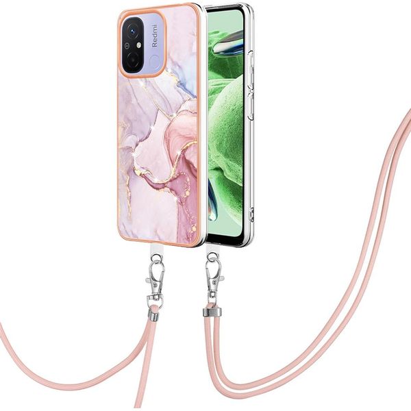 Custodia Con Cinturino Per Xiaomi Redmi 12C, Paraurti In Tpu Morbido, Custodia Protettiva, Con Cinturino Regolabile Oro Rosa-image