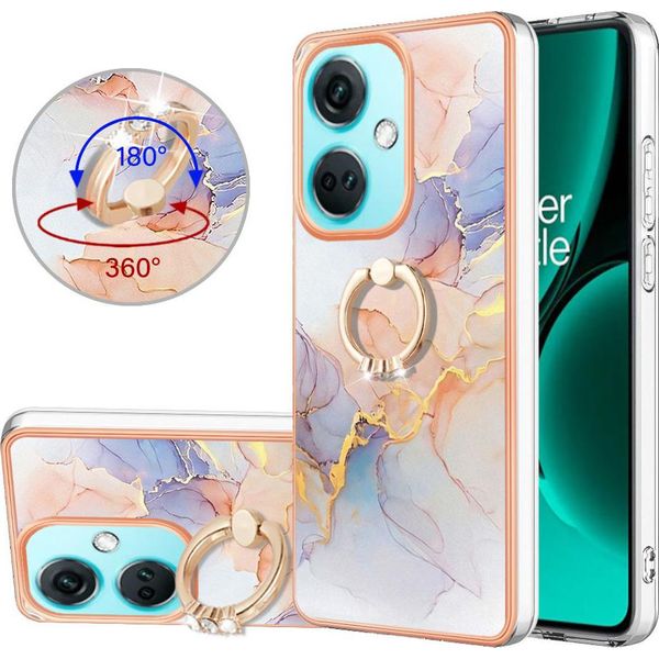 Custodia Per Oneplus Nord CE3, Custodia Protettiva In Silicone Tpu A Fantasia Con Supporto Ad Anello Grigio-image
