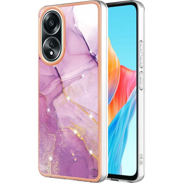 Custodia Per Oppo A58 4G, Sottile Marmo Antiurto Morbido Tpu Paraurti Rosa-image
