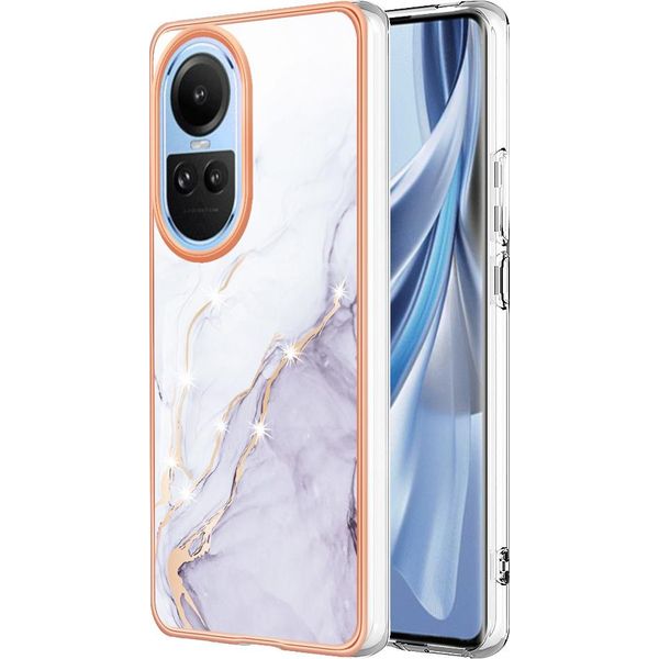 Custodia Per Oppo Reno10 5G, Sottile Marmo Antiurto Morbido Tpu Custodia Paraurti Bianco-image