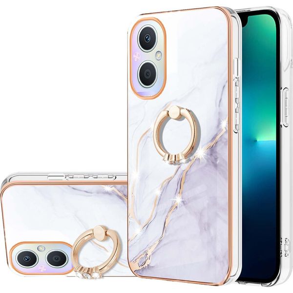 Custodia Marble Per Oneplus Nord N20 5G, Custodia Protettiva In Silicone Tpu Con Supporto Ad Anello Gold-image