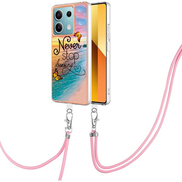 Custodia Con Cinturino Per Xiaomi Redmi Note 13 5G, Custodia In Tpu A Fantasia Con Cinturino Regolabile Oro-image