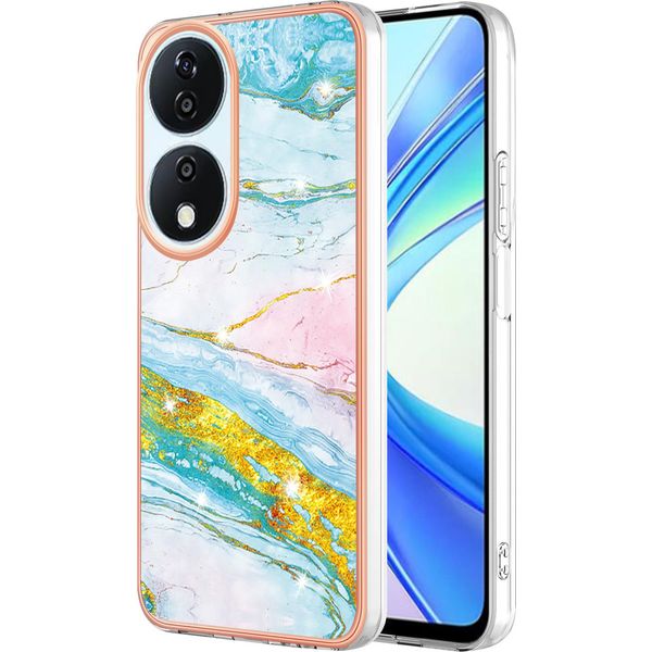 Custodia Per Honor X7B, Sottile Marmo Antiurto Custodia Morbida Tpu Paraurti Turchese-image