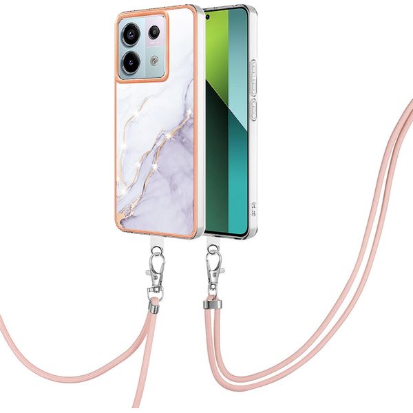Custodia Con Cinturino Per Xiaomi Redmi Note 13 Pro 5G, Paraurti In Tpu Morbido, Custodia Protettiva, Con Cinturino Regolabile Bianco-image